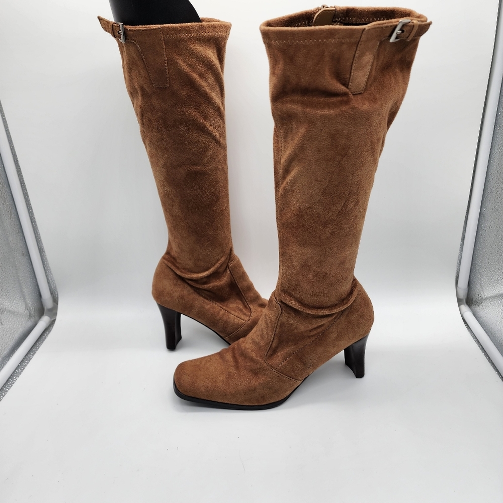 Etienne Aigner Historia Square Toe Heeled Sock‎ Boots Size 6 - Picture 2 of 14